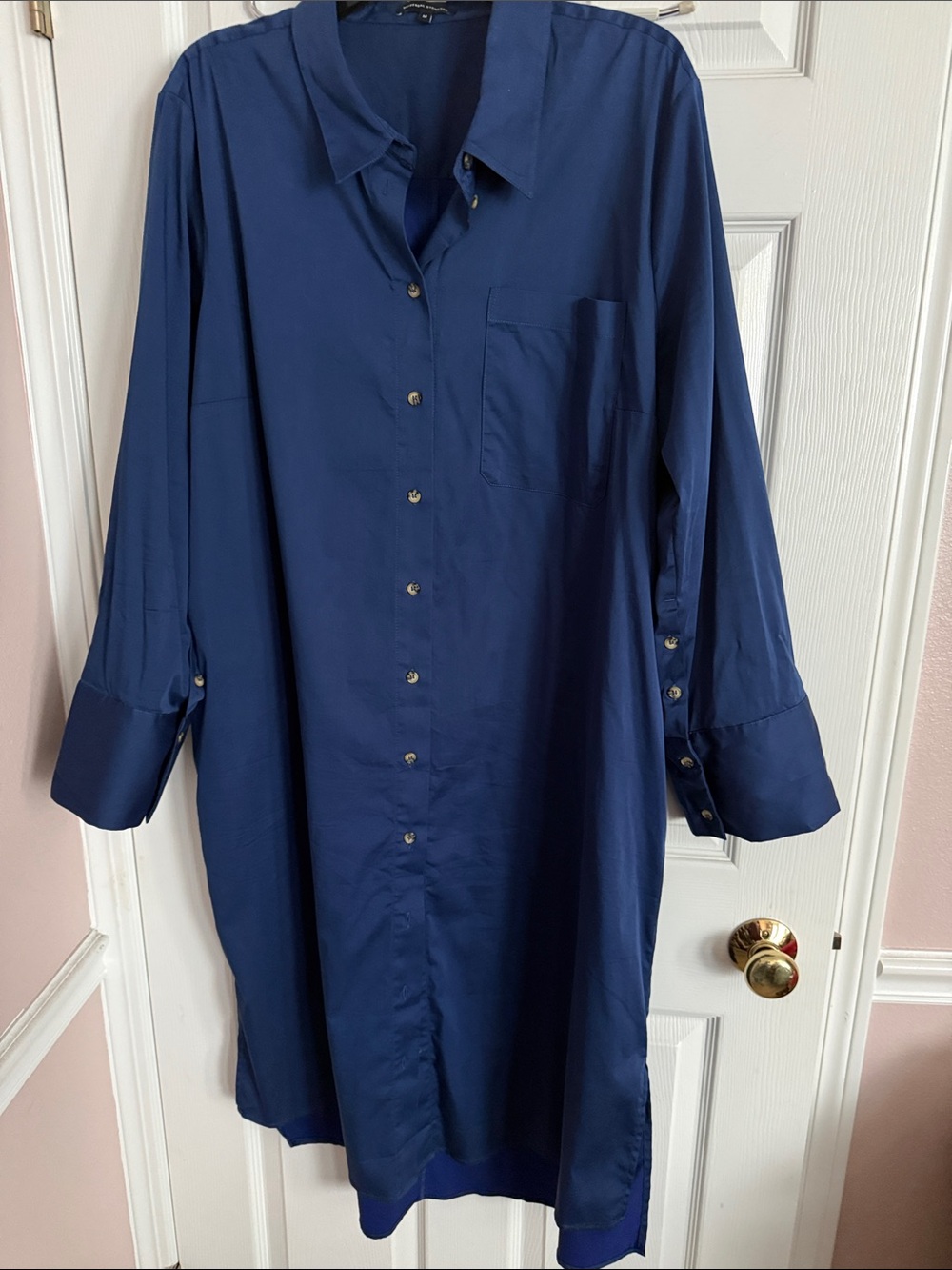 Universal Standard Navy Button-Down Shirt Dress